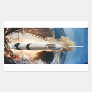 Sticker Rectangulaire Lancement de la fusée Apollo Saturn V vers la Lune