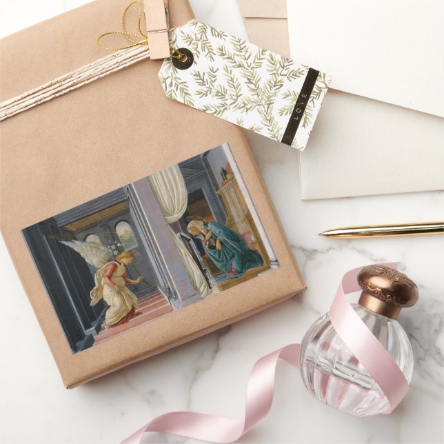 Sticker Rectangulaire L'Annonciation de Sandro Botticelli (Cadeaux)