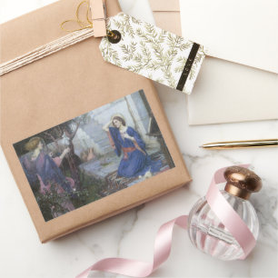 Sticker Rectangulaire L'Annonciation par John William Waterhouse