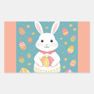 Sticker Rectangulaire Lapin blanc