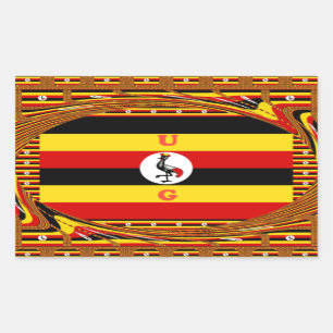 Sticker Rectangulaire L'Art Vibrant Ouganda Inspiré Du Drapeau