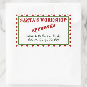 Sticker Rectangulaire L'atelier de Père Noël personnalisé approuvé e
