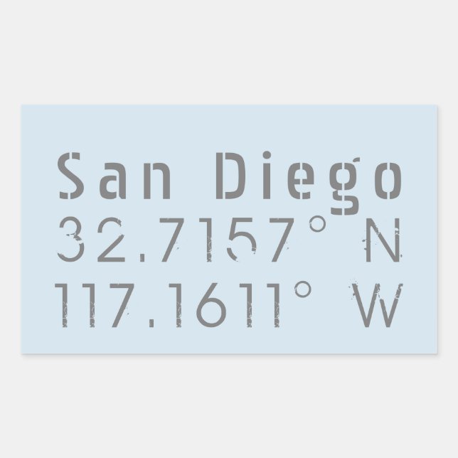 Sticker Rectangulaire Latitude de San Diego Longitude (Devant)