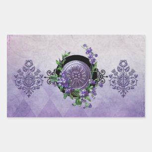 STICKER RECTANGULAIRE LAURELHURST, FLORAUX VINTAGES : PRINTEMPS IRIS