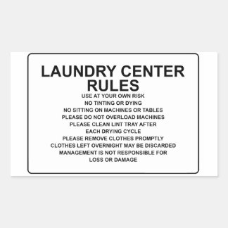 Sticker Rectangulaire 'Lave Centre Rules' Lave-Linge Overlay Black