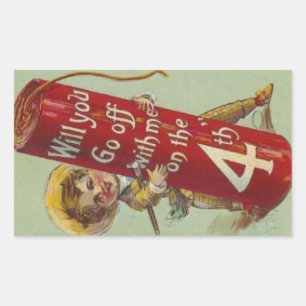 Sticker Rectangulaire Le 4 juillet, partez avec moi
