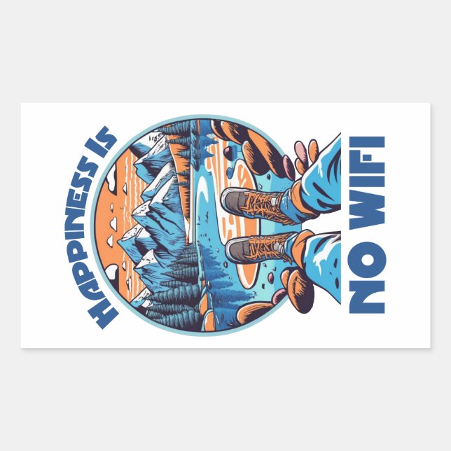 Sticker Rectangulaire Le Bonheur N'Est Pas Une Source De Randonnée Wifi (Devant)