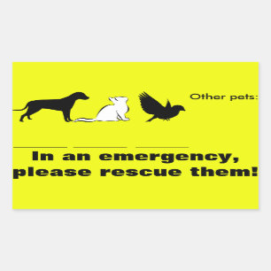 Sticker Rectangulaire Le chat, chien, "en cas d'urgence, secourent mes