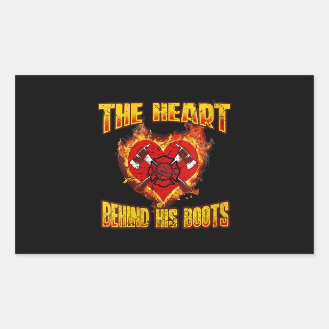 Sticker Rectangulaire Le Coeur derrière ses bottes| Amateurs de pompiers (Devant)