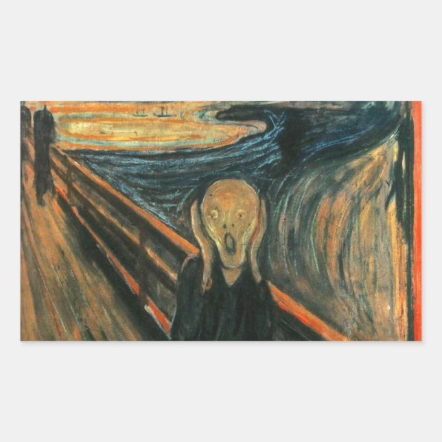 Sticker Rectangulaire Le cri Edvard Munch Art Expressionniste Moderne (Devant)