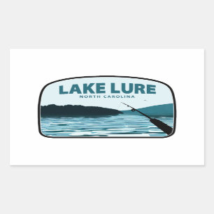 Sticker Rectangulaire Le lac Lure North Carolina Rod de pêche