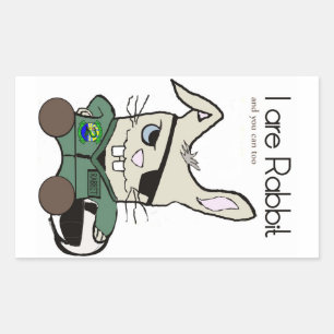 Sticker Rectangulaire Le lapin. Un pilote d'hélicoptère.