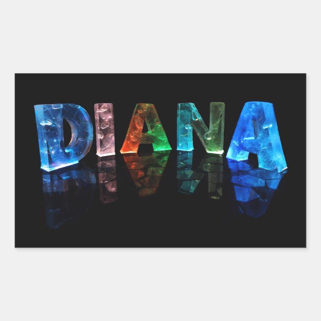 Sticker Rectangulaire Le nom Diana en lumières 3D (photo) (Devant)