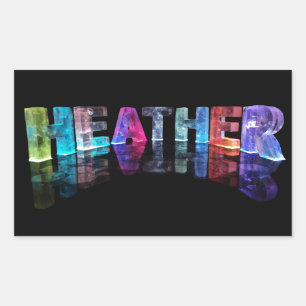 Sticker Rectangulaire Le nom Heather en lumières 3D (photo)