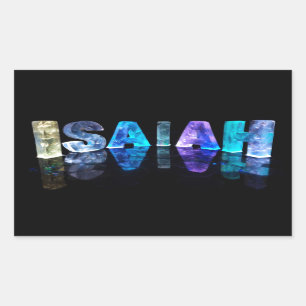 Sticker Rectangulaire Le nom Isaïe en lumières 3D (photo)