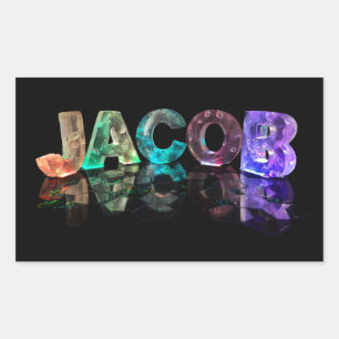 Sticker Rectangulaire Le nom Jacob en lumières 3D (photo)
