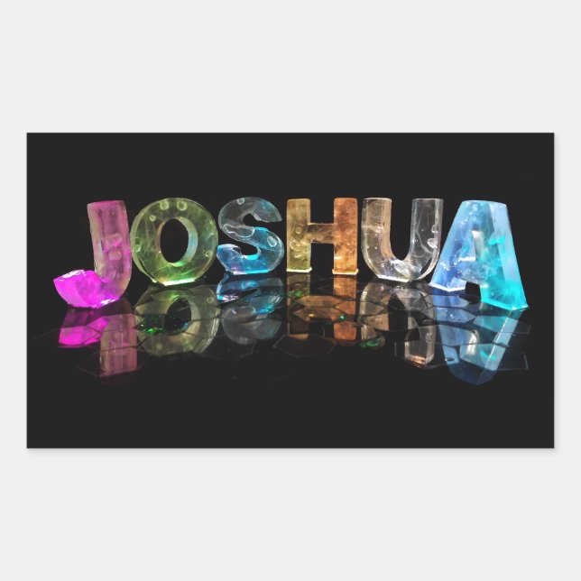 Sticker Rectangulaire Le nom Joshua en lumières 3D (photo) (Devant)