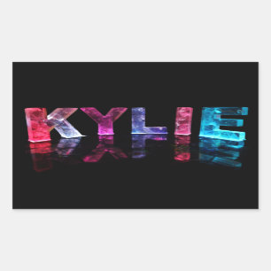 Sticker Rectangulaire Le nom Kylie en lumières 3D (photo)