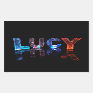 Sticker Rectangulaire Le nom Lucy en lumières 3D (photo)