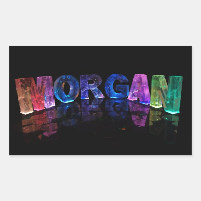 Sticker Rectangulaire Le nom Morgan en lumières 3D (photo) (Devant)