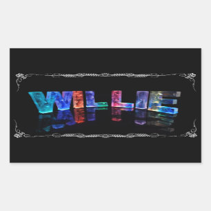 Sticker Rectangulaire Le nom Willie - Nom en lumières (Photographie)