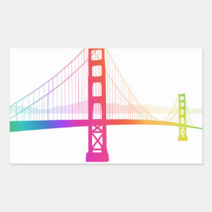 Sticker Rectangulaire Le pont du Golden Gate Style arc-en-ciel