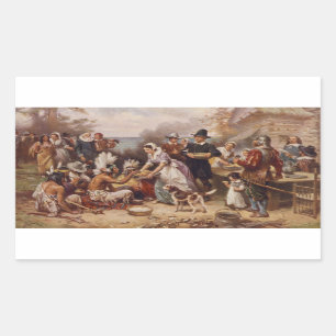 Sticker Rectangulaire Le premier Thanksgiving 1621   c.1932