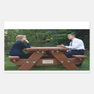Sticker Rectangulaire Le président Barack Obama et Hillary Clinton
