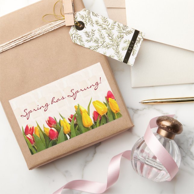 Sticker Rectangulaire Le printemps a Sprung Tulipes peintes (Cadeaux)