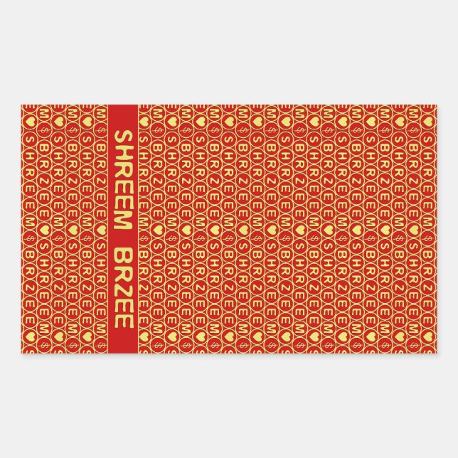 Sticker Rectangulaire Le Red Gold Chant Shreem Brzee attirer la richesse (Devant)