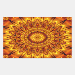 Sticker Rectangulaire le soleil d'or de mandala