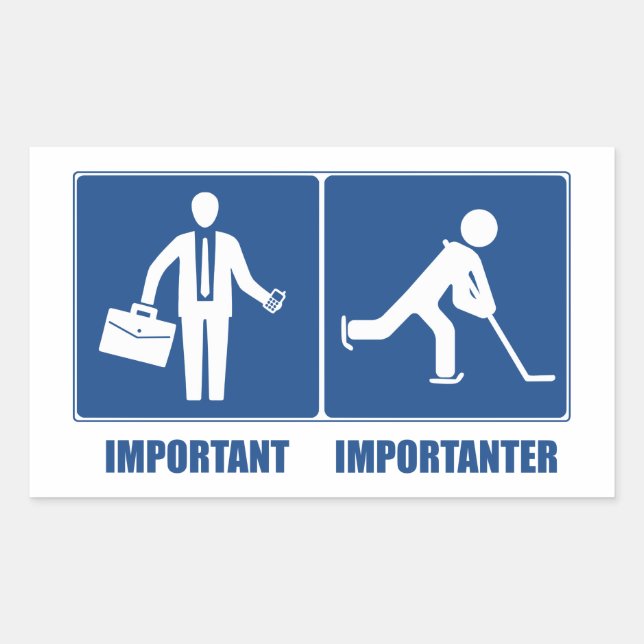 Sticker Rectangulaire Le Travail Est Important, Le Hockey Est Important (Devant)