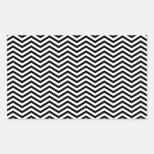 Sticker Rectangulaire Le zigzag noir et blanc barre le motif de Chevron