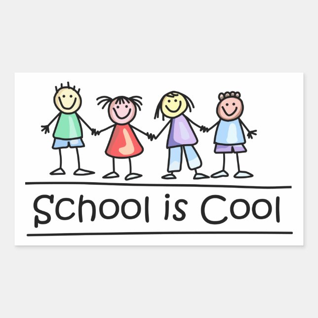 Sticker Rectangulaire L'école est Cool (Devant)