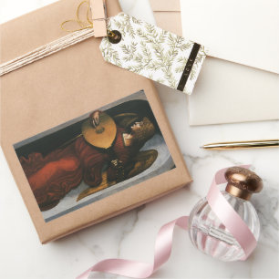 Sticker Rectangulaire Leonardo da Vinci"s Un ange en rouge avec une liqu