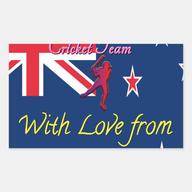 Sticker Rectangulaire L'équipe de cricket néo-zélandaise : L'amour de mo (Devant)