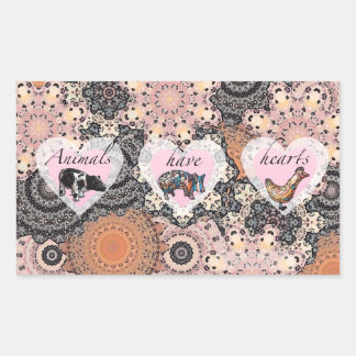 Sticker Rectangulaire Les animaux ont le coeur