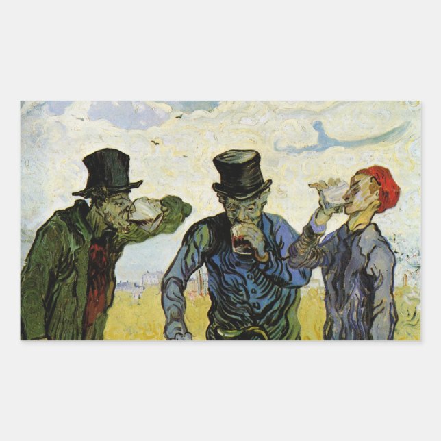 Sticker Rectangulaire Les buveurs de Vincent van Gogh (Devant)