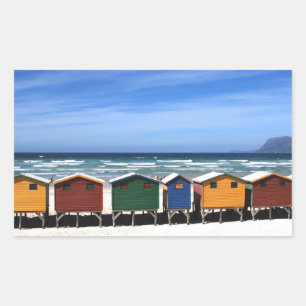 Sticker Rectangulaire Les cabanes de plage colorées