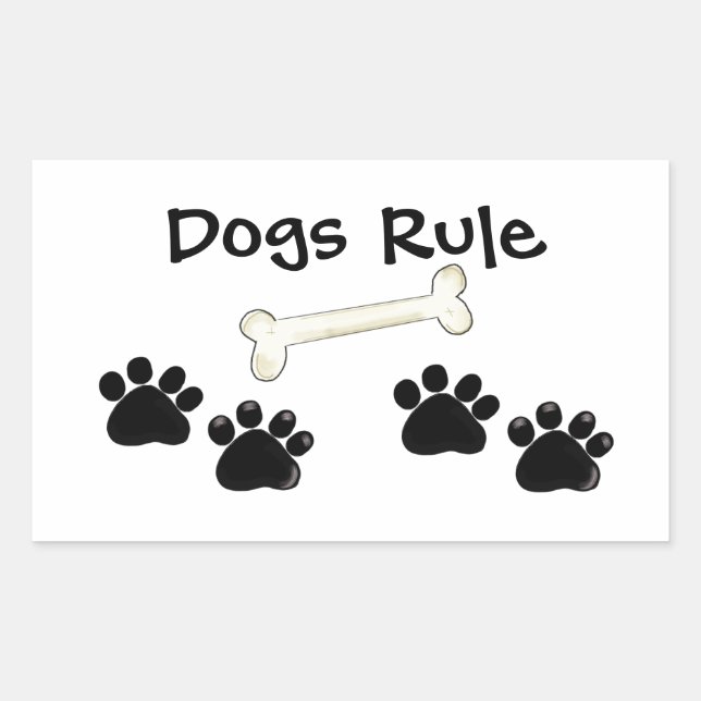 Sticker Rectangulaire Les chiens Empreintes de pattes (Devant)