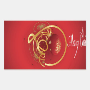 Sticker Rectangulaire Les cloches de Noël rouges Jingle ont un beau jour