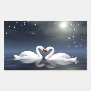 Sticker Rectangulaire Les cygnes qui aiment