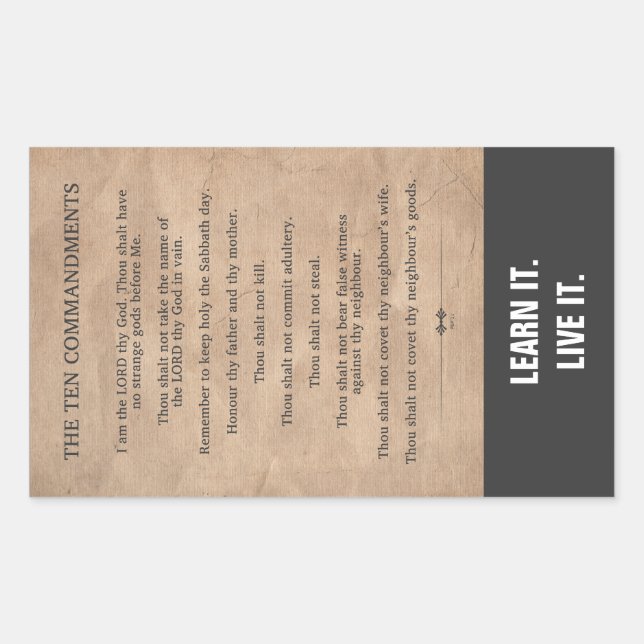 Sticker Rectangulaire Les dix commandements (Devant)