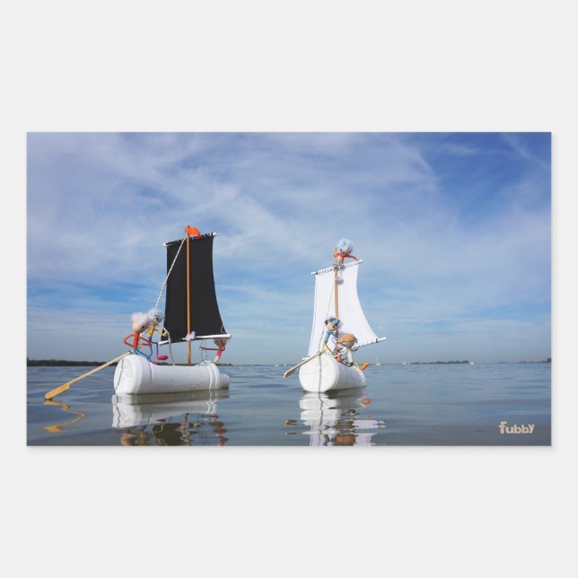 Sticker Rectangulaire Les Fubby en voile qui vont à l'aventure. (Devant)