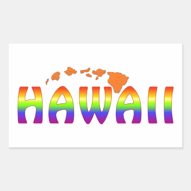 Sticker Rectangulaire Les îles Rainbow Hawaii orange (Devant)