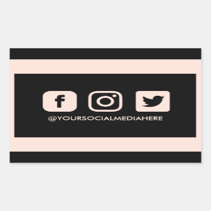 Sticker Rectangulaire Les médias sociaux Pastel Pink, une élégante br
