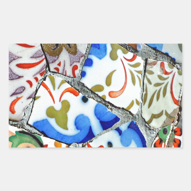 Sticker Rectangulaire Les mosaïques du parc Guell de Gaudi (Devant)