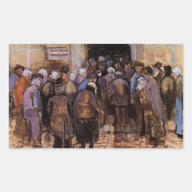 Sticker Rectangulaire Les pauvres et l'argent par Vincent van Gogh (Devant)