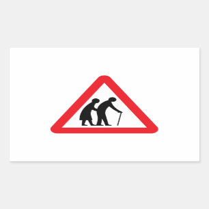 Sticker Rectangulaire Les personnes âgées (1), poteau de signalisation,
