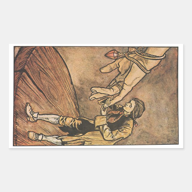 Sticker Rectangulaire Les voyages de vintage Gulliver par Arthur Rackham (Devant)